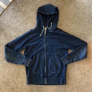 Wallace & Barnes indigo zip hoodie